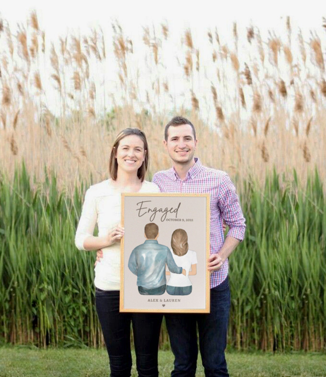 Custom Portrait For Couple Personalized Gift For Him Fiance Gift Boyfriend Gift From Girlfriend Print Unique Husband Gift Idea - Image 2
