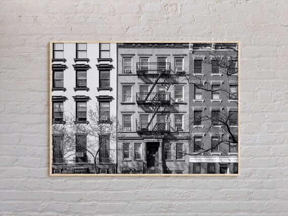 East Village Tenement Buildings Fire Escape Black and White Poster