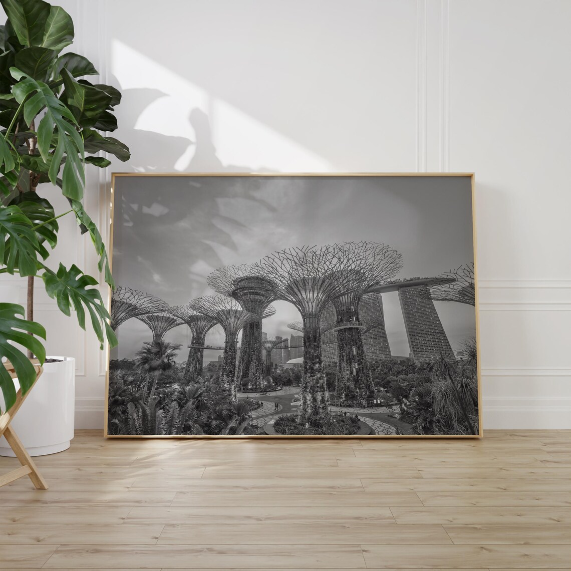 Singapore Supertree Grove Gardens By Bay Mono Landscape Poster - Image 2