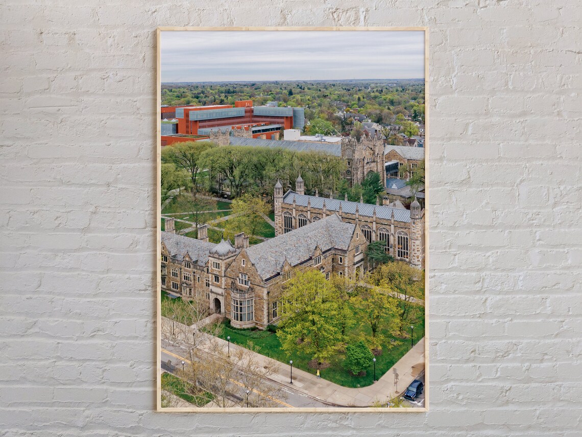 Ann Arbor Historic College Campus Aerial Michigan University Travel Poster