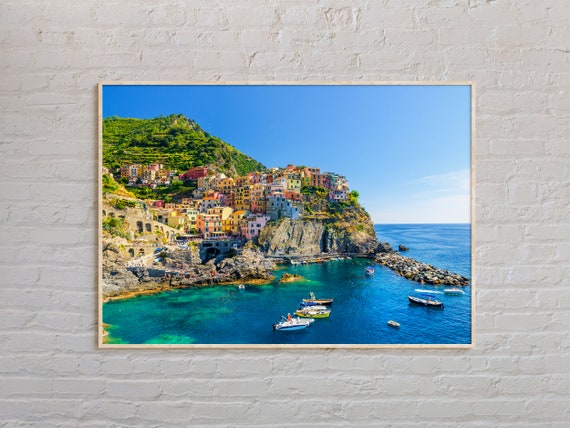 Cinque Terre Italy Travel Poster, Real Photo Wall Art