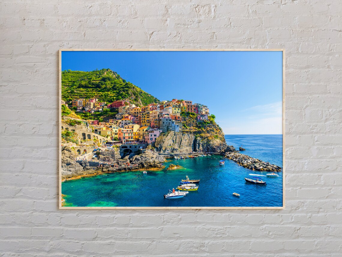 Cinque Terre Italy Travel Poster, Real Photo Wall Art