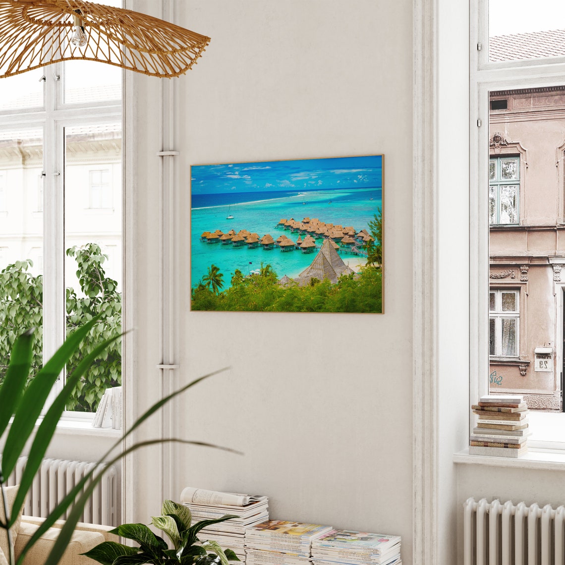 French Polynesia Overwater Bungalows Turquoise Lagoon Poster - Image 3