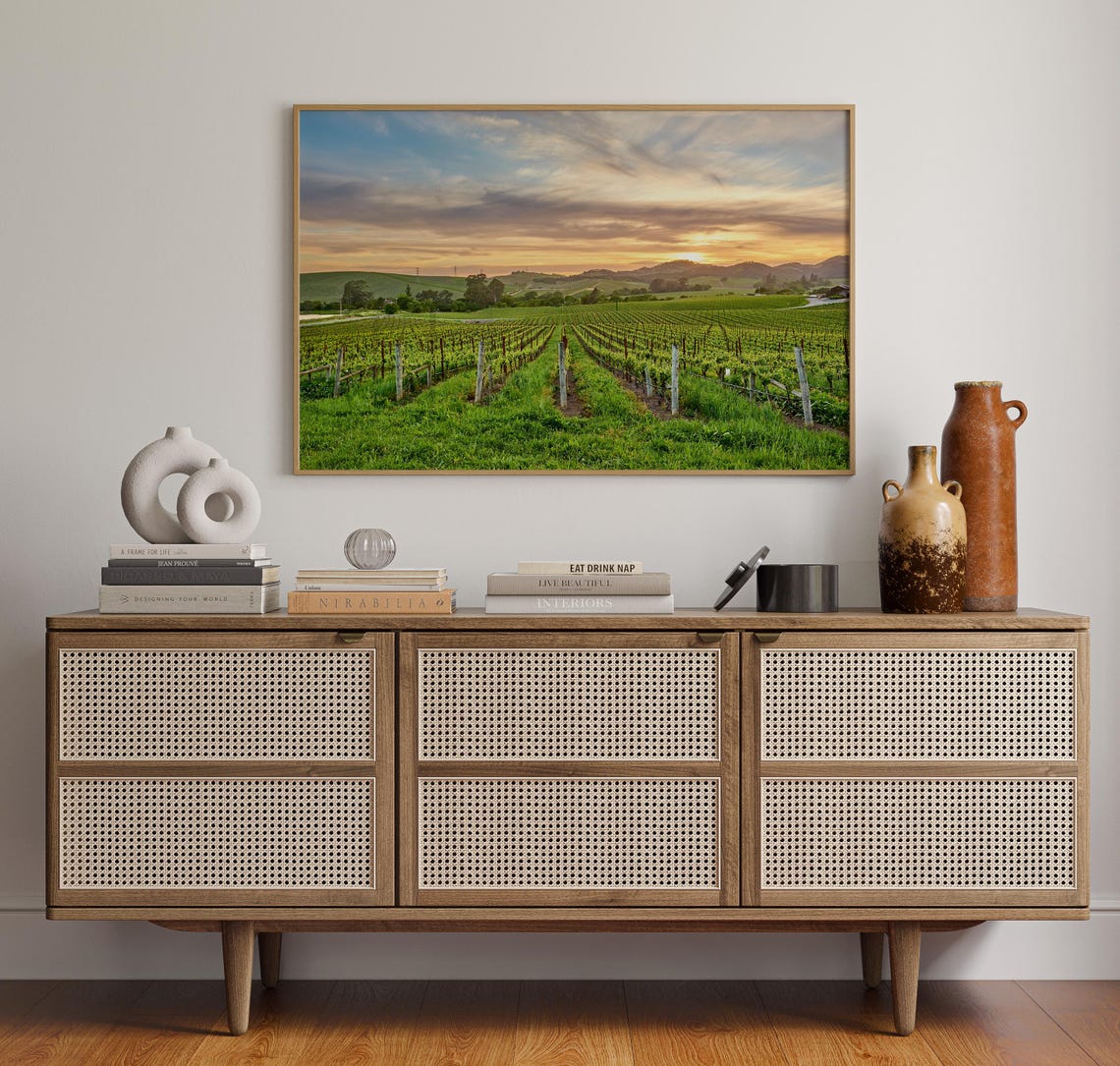 Napa Valley Vineyard Rows Golden Sunset Color Wine Country Poster - Image 4