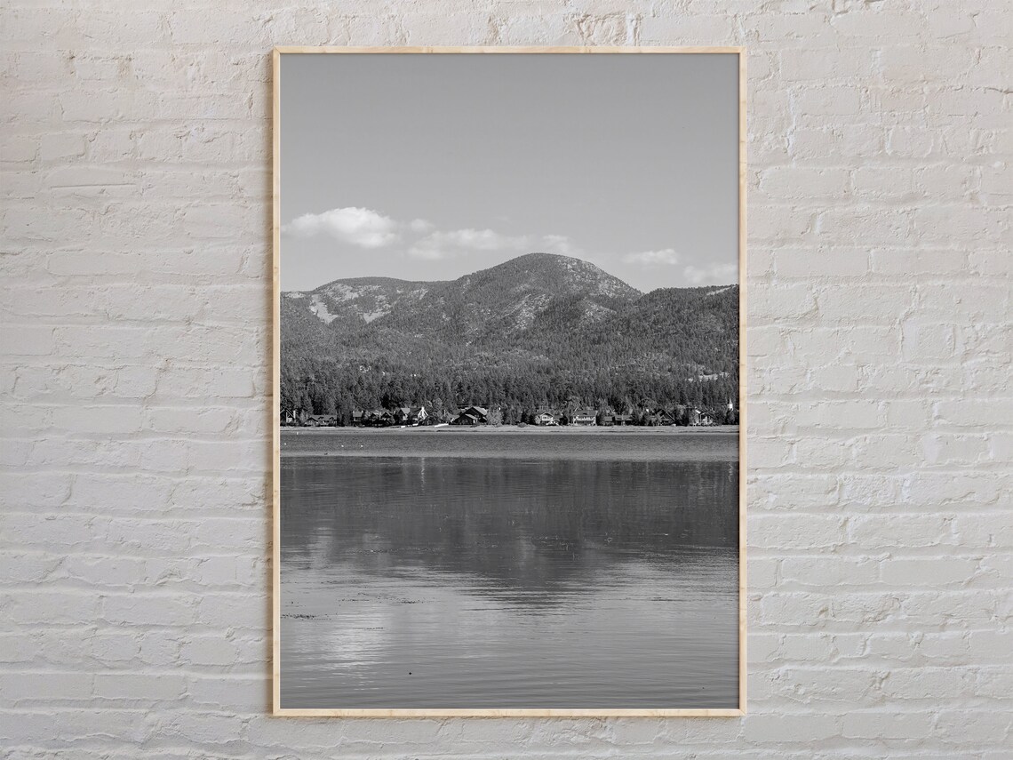 Black And White Big Bear Lake Print Wall Art Poster Photo Decor