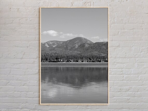 Black And White Big Bear Lake Print Wall Art Poster Photo Decor
