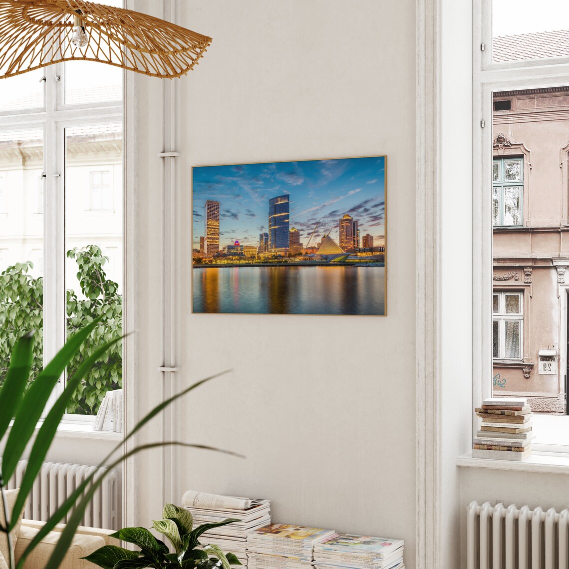 Milwaukee Wisconsin Skyline Dusk Lake Michigan Reflection Art Poster - Image 3