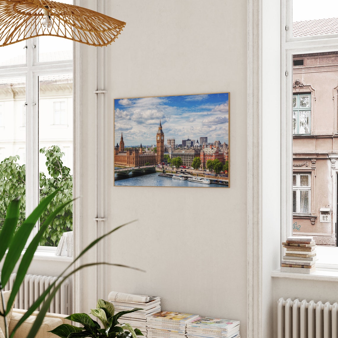 London England Big Ben and Parliament over the Thames River Poster - Image 3