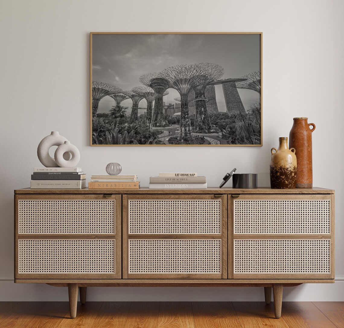 Singapore Supertree Grove Gardens By Bay Mono Landscape Poster - Image 4