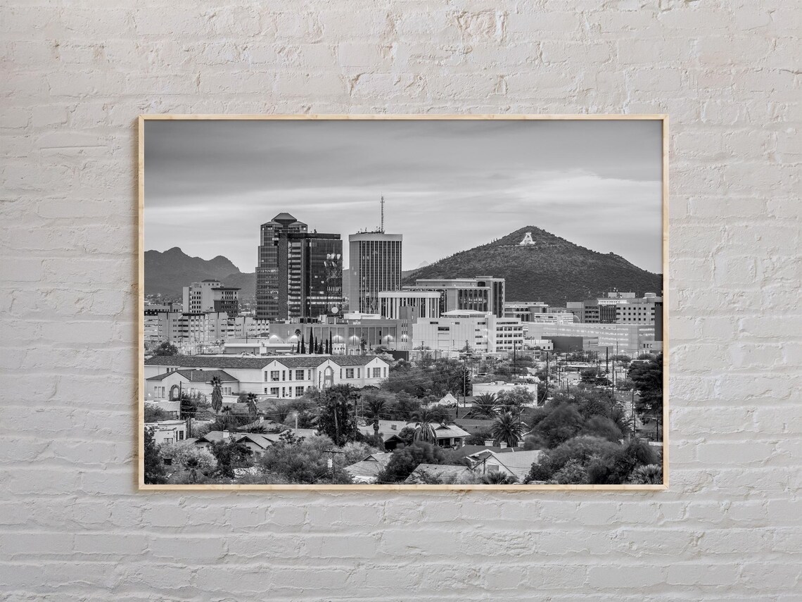 Tucson Black And White Travel Poster, Wall Art