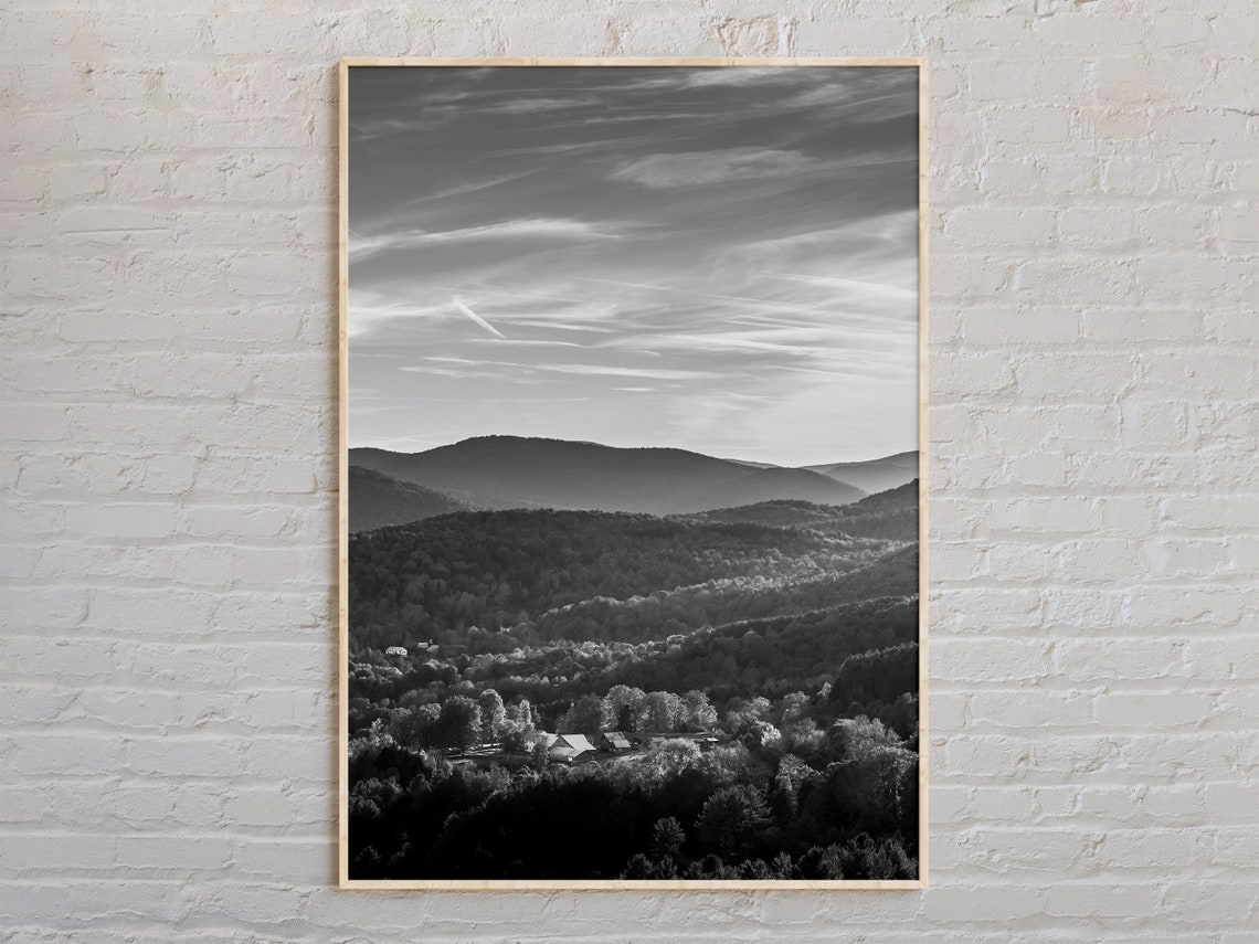 Vermont Green Mountains Black And White Forest Photo Wall Art