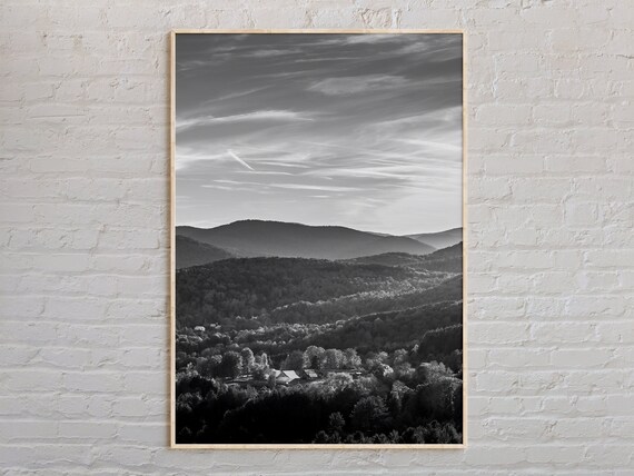 Vermont Green Mountains Black And White Forest Photo Wall Art