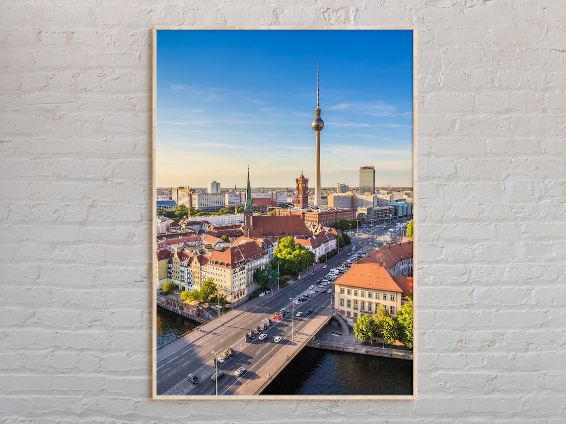Berlin TV Tower Fernsehturm Aerial Cityscape Germany Travel Poster