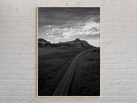 Nebraska Prairie Highway Toward Distant Flat Bluffs Photo Poster