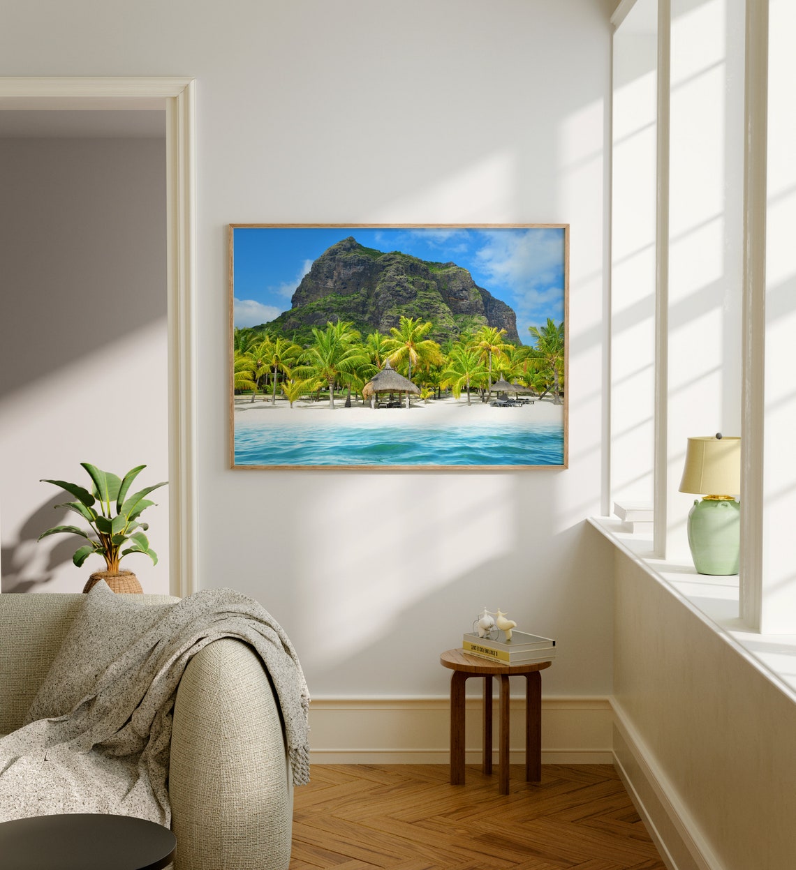 Mauritius Beach Le Morne Palm Trees Turquoise Indian Ocean Poster - Image 5