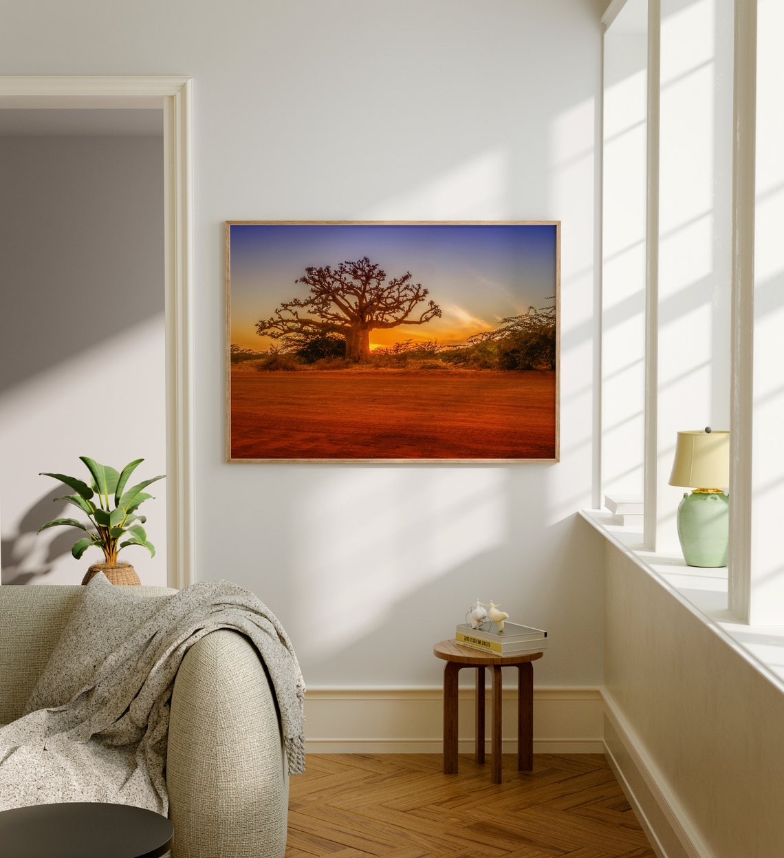 Senegal Baobab Tree Sunset Red Earth African Savanna Art Poster - Image 5