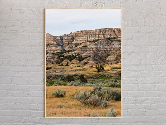 North Dakota Badlands Prairie Golden Landscape Real Photo Poster