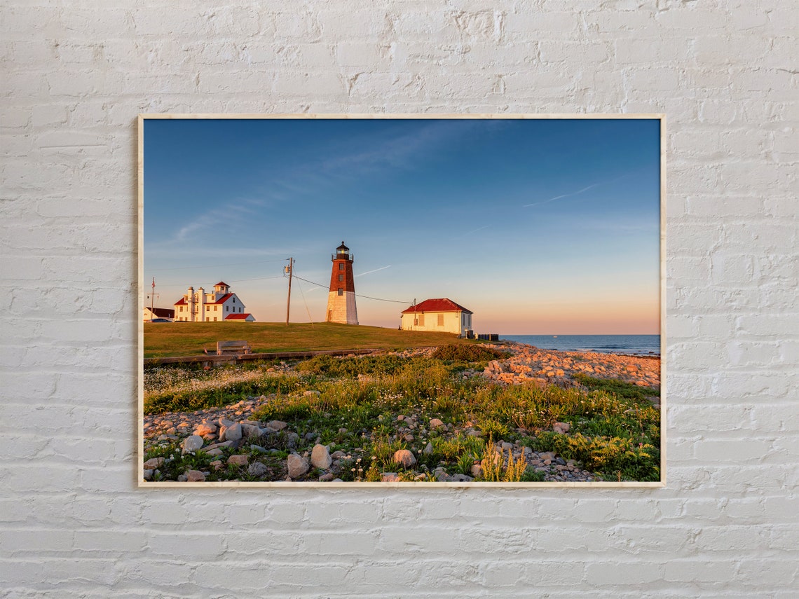 Narragansett Rhode Island Point Judith Lighthouse Sunset Shore Poster