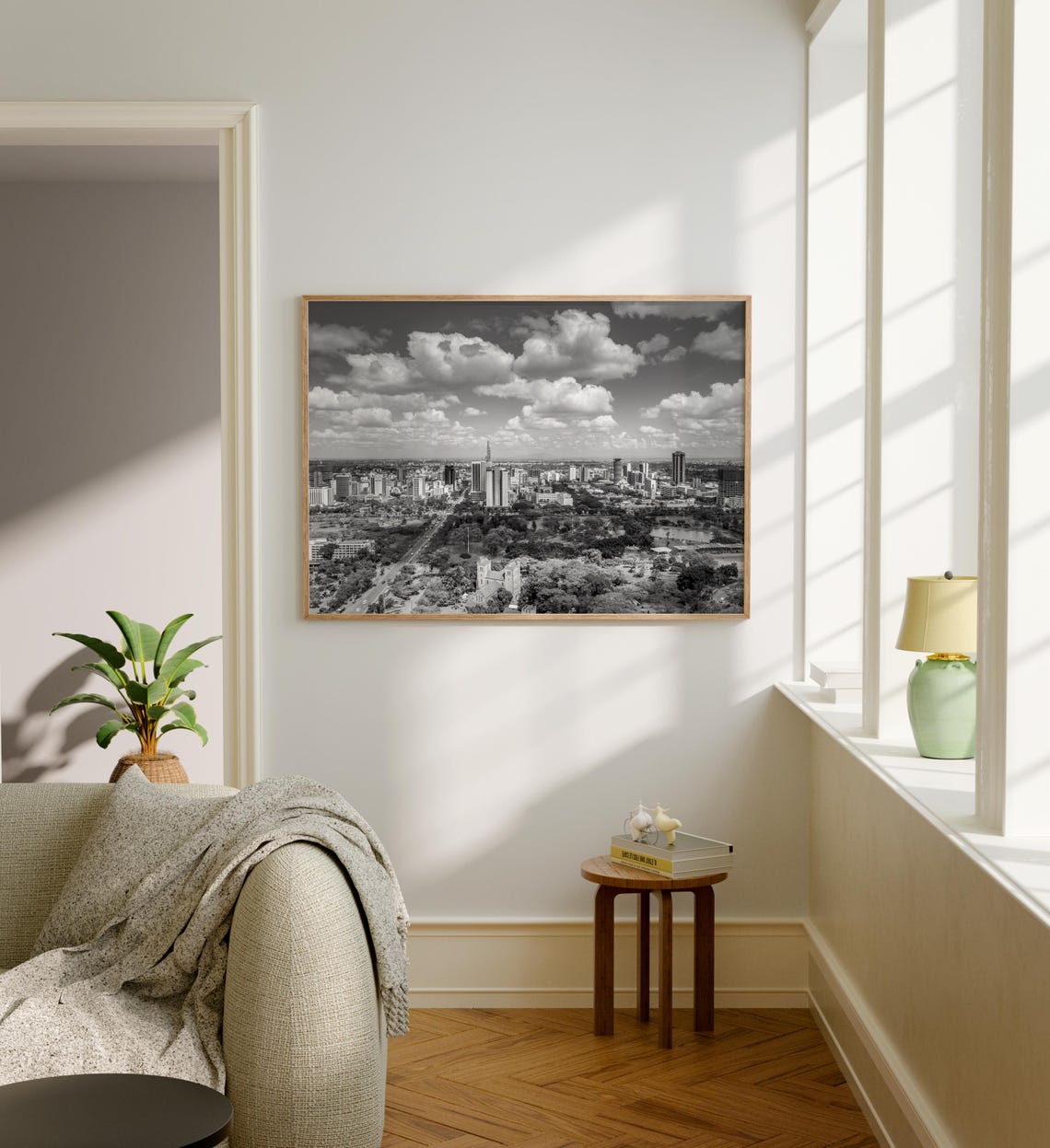 Nairobi Kenya Skyline Black and White Dramatic Clouds City Poster - Image 5