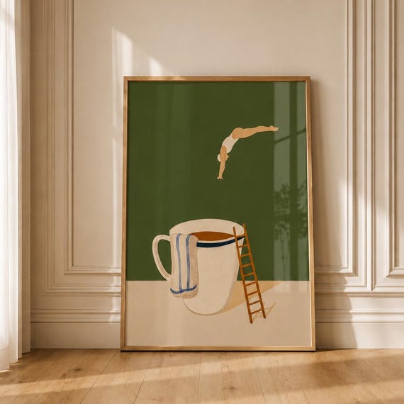 Minimalist Coffee Print Diving Into Art