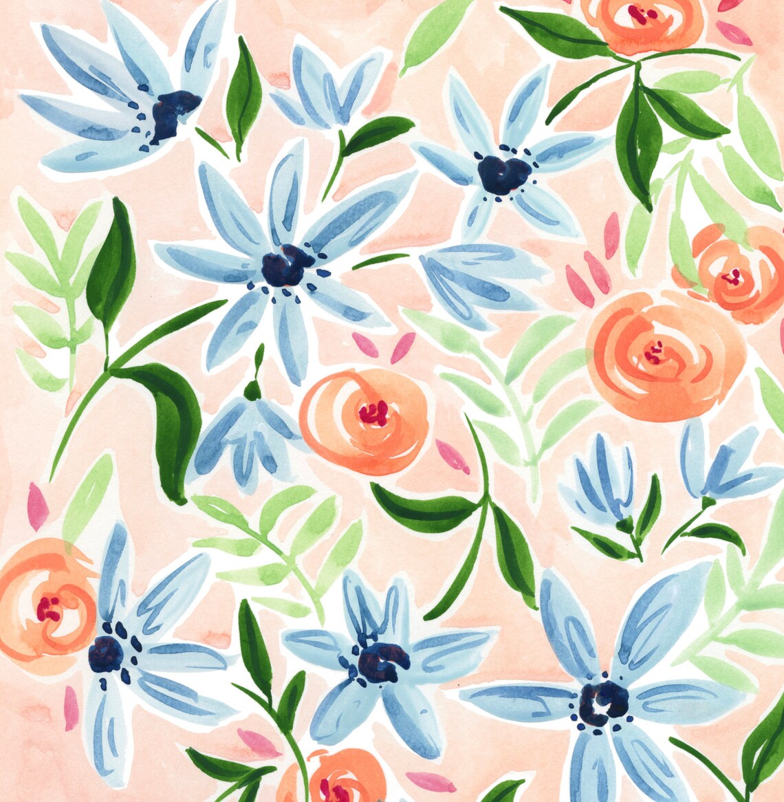 Azure Florals, Sabina Fenn Watercolor Art Print - Image 4