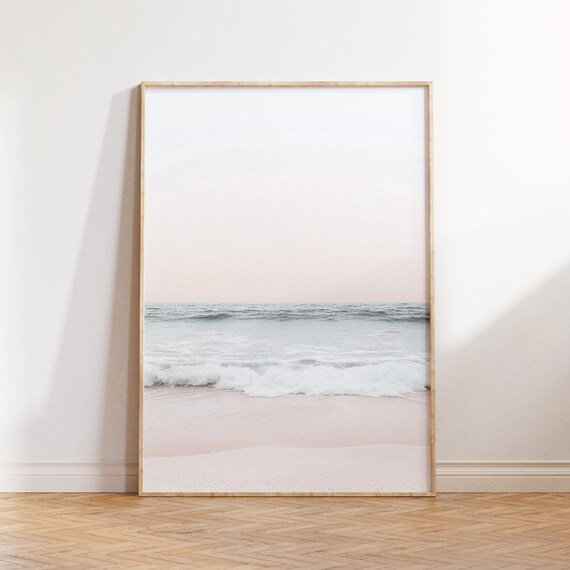 Pastel Minimalist Beach Waves Serene Coastal Photography Poster