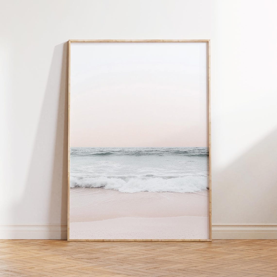 Pastel Minimalist Beach Waves Serene Coastal Photography Poster