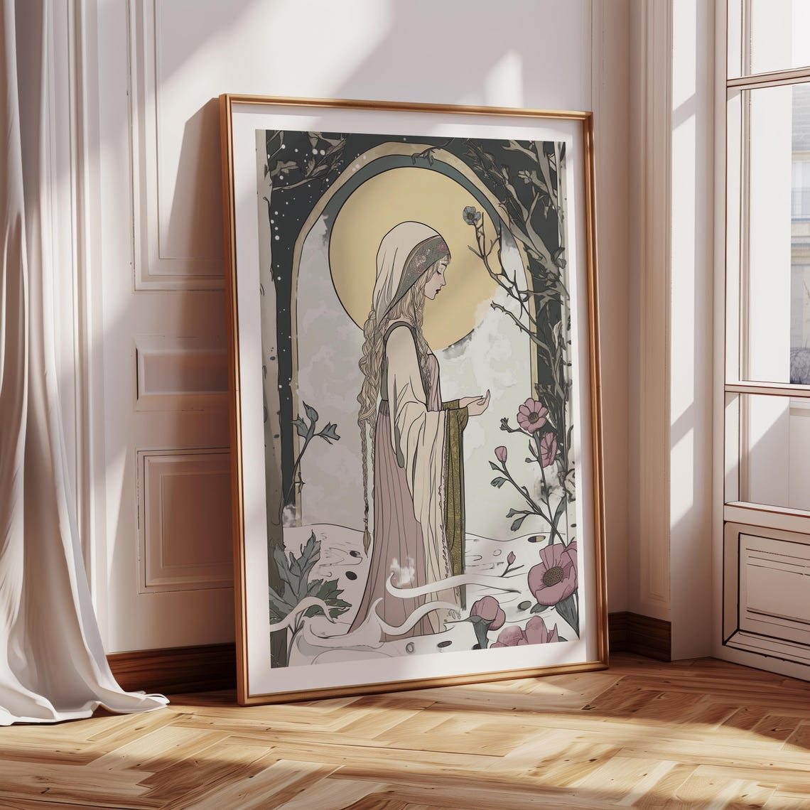 Morana Slavic Goddess Moon Art Nouveau Winter Mythology Poster