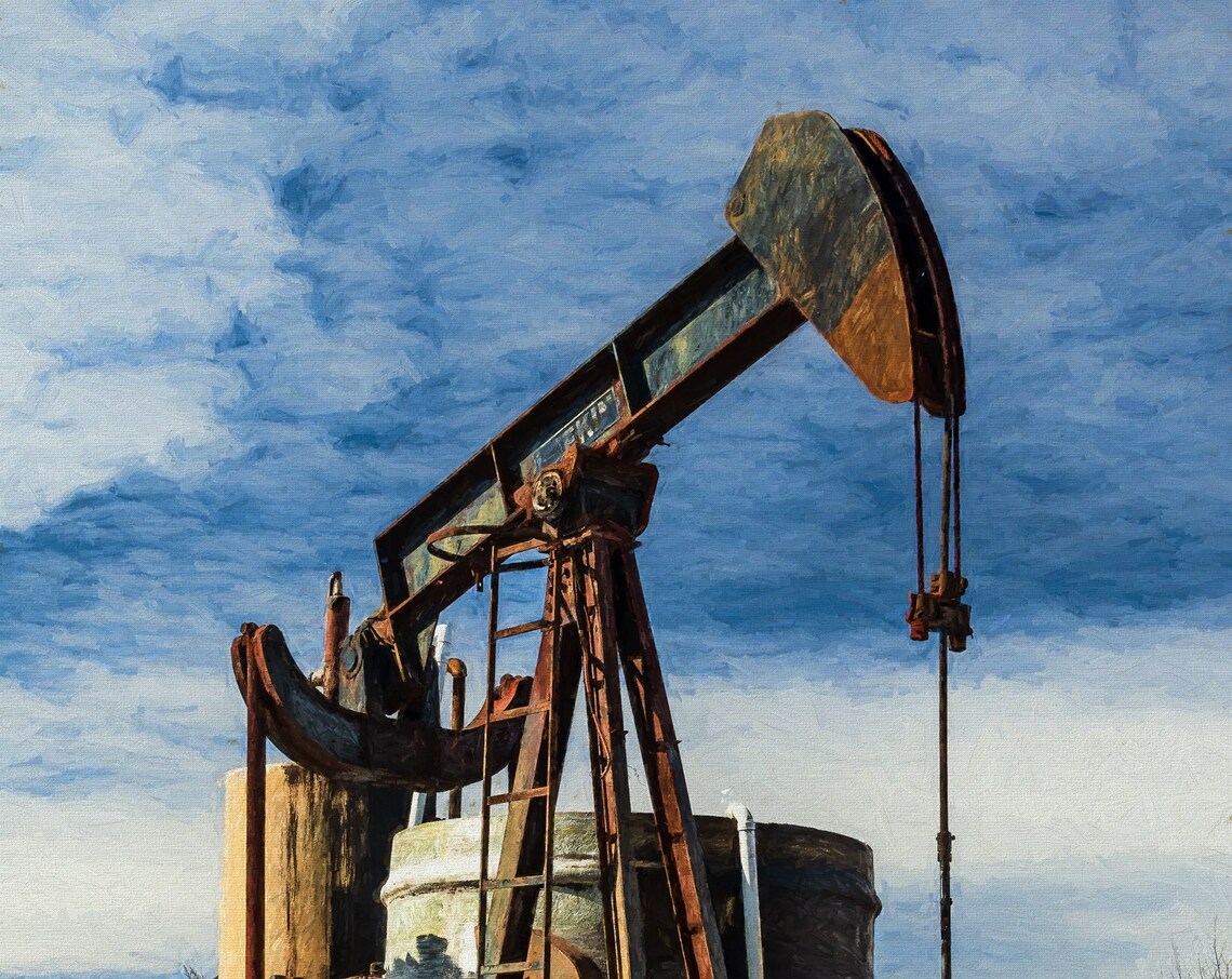 Tulsa Pump Jack and Oil Well Wall Poster Print