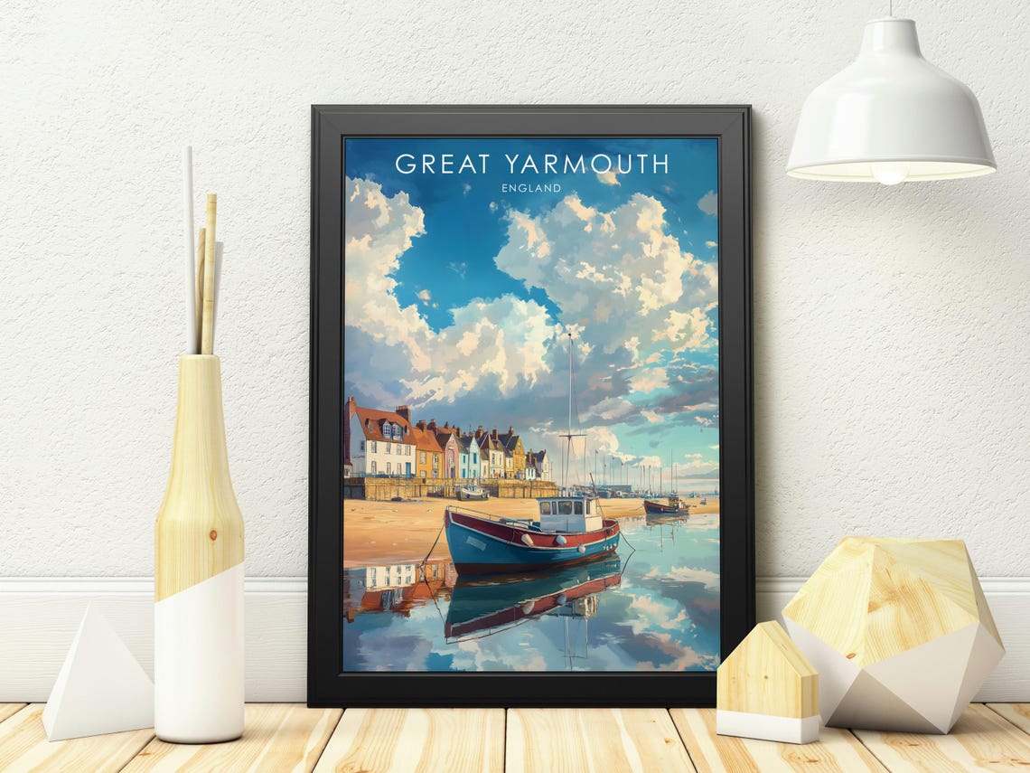 Great Yarmouth Travel Print England Wall Decor Great Yarmouth Poster Uk Coastal Art England Travel Prints Great Yarmouth Art Print - Image 2