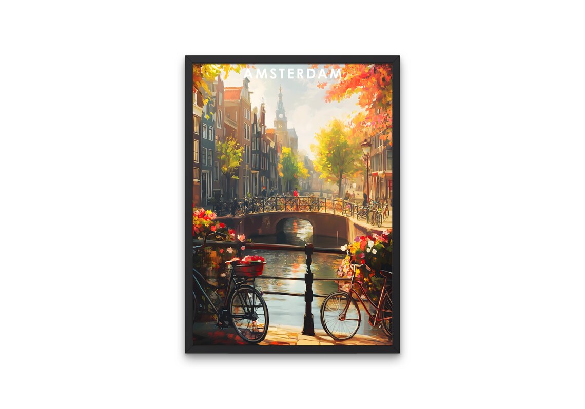 Amsterdam Travel Poster, Housewarming Gift