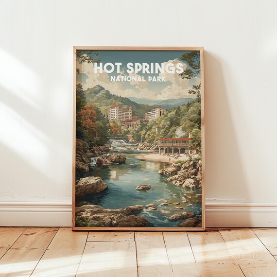 Hot Springs National Park Arkansas Bathhouse Vintage Travel Poster