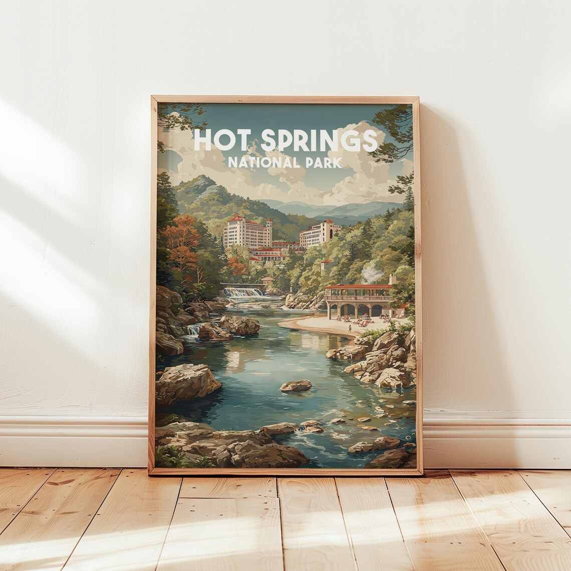 Hot Springs National Park Arkansas Bathhouse Vintage Travel Poster