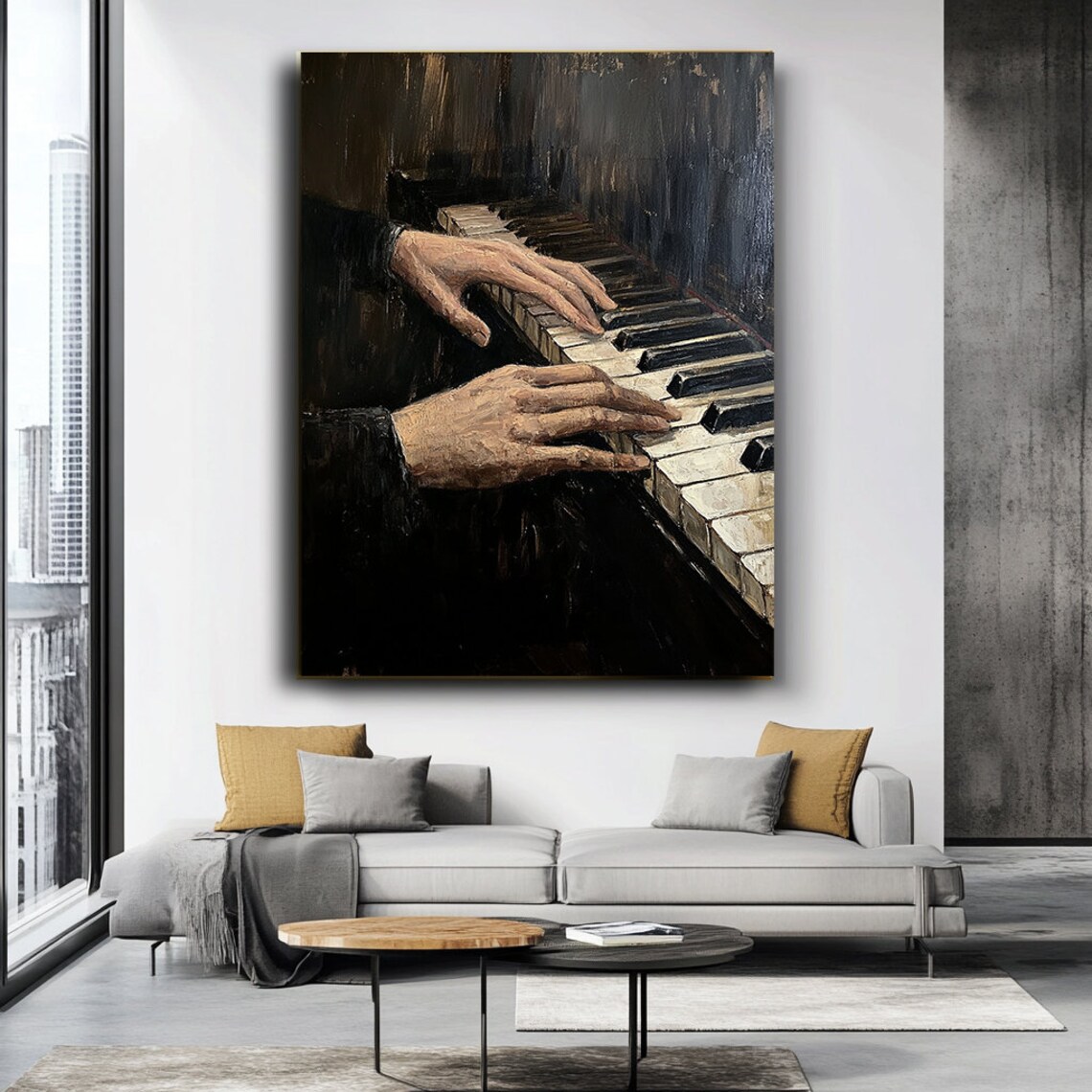 Moody Piano Hands Playing Keys Dark Expressive Oil Painting Music Art Poster - Image 3