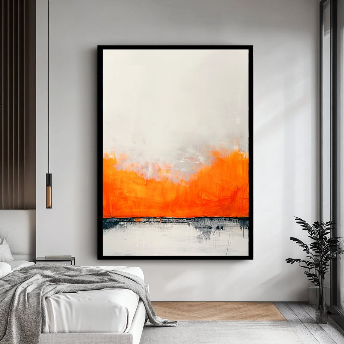 Rothko Inspired Abstract Orange White Minimalist Modern Art Poster