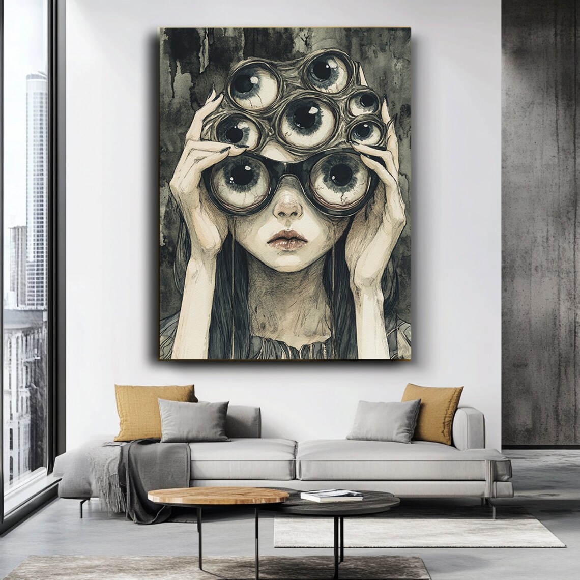 Surreal Multi-Eyed Woman Art Print, Modern Portrait - Image 3