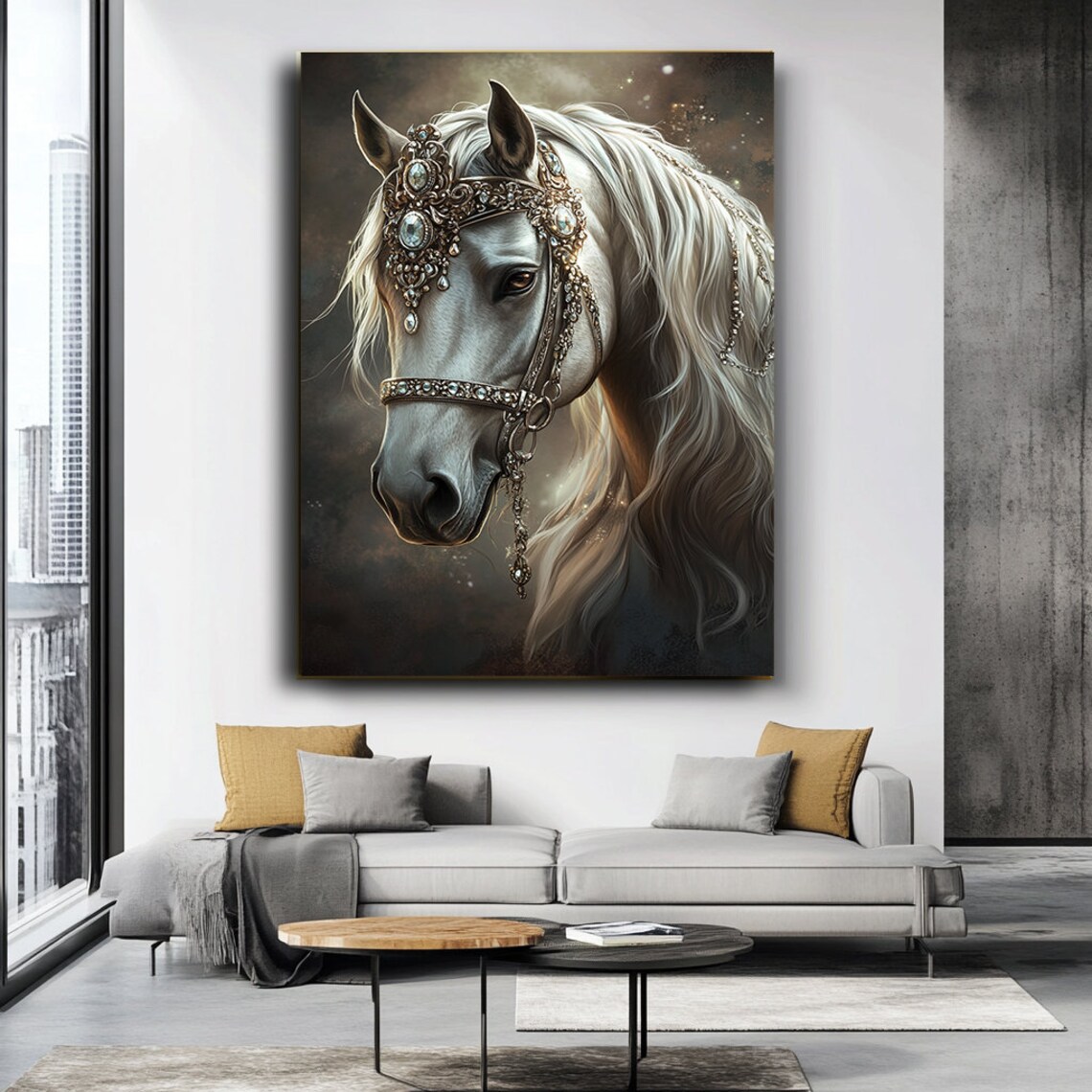 Abstract White Horse Art Print, Modern Equine Decor - Image 3