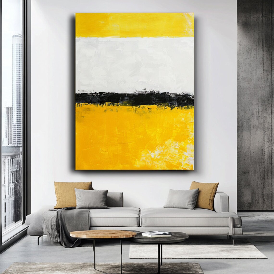 Mark Rothko Inspired Yellow White Black Abstract Colorfield Poster - Image 3