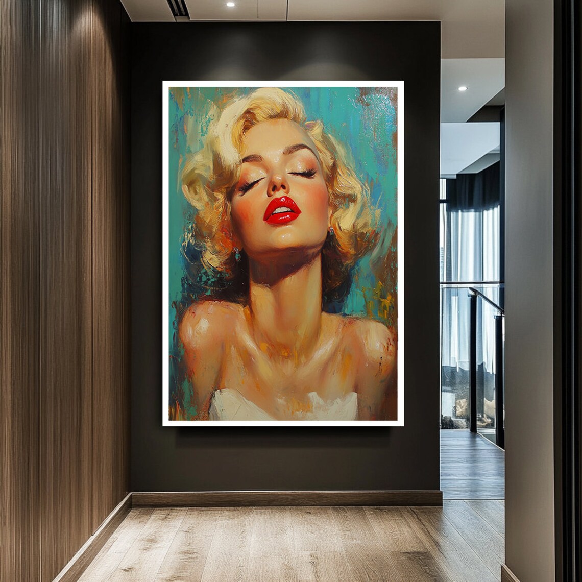 Abstract Blonde Woman With Red Lips Art Print - Image 2