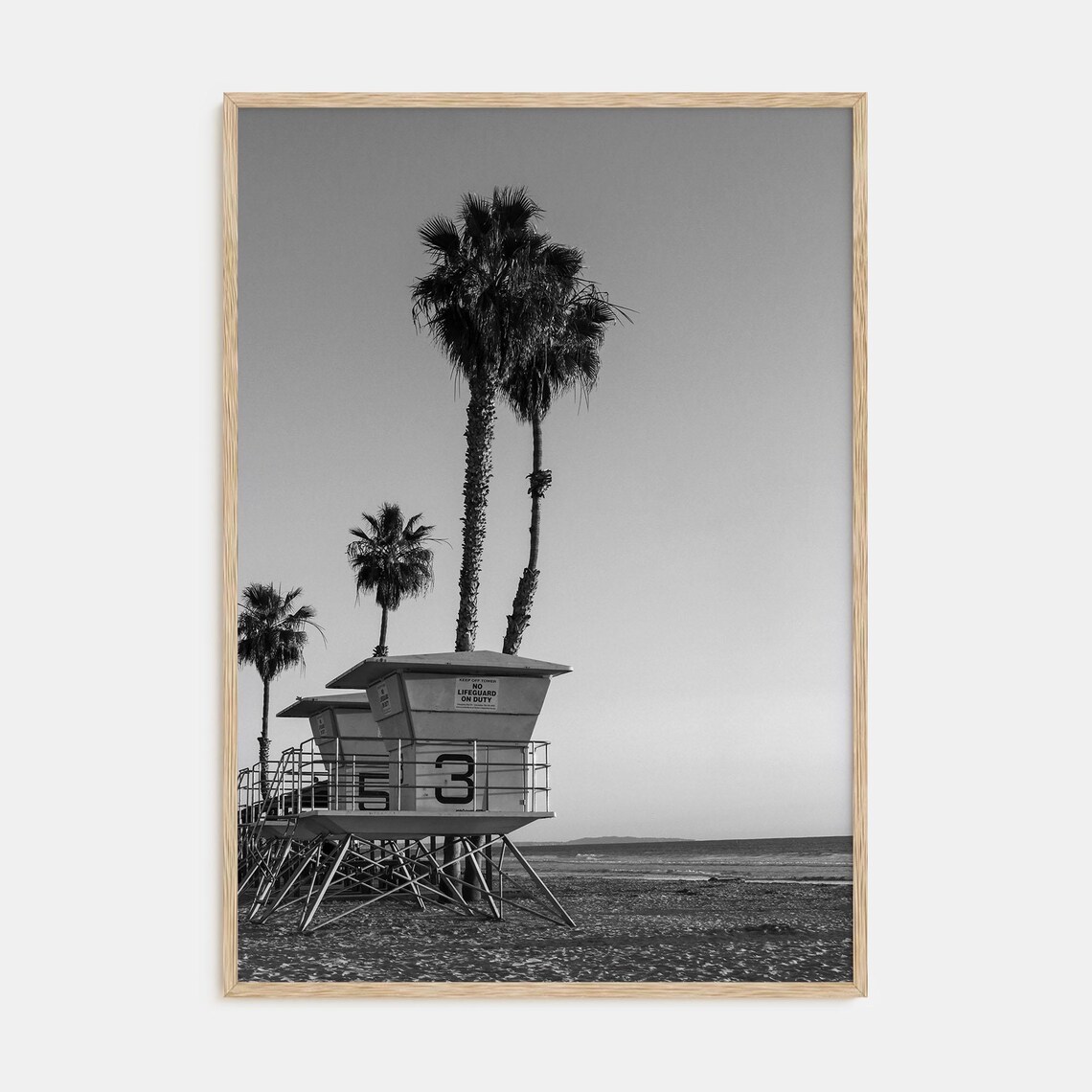 Lifeguard Stand Black and White Photography Art Print