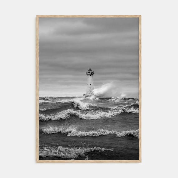 Fine Art Waves Crashing Print Black White Photography Poster For Home Decor Nautical Wall Art Coastal Decor