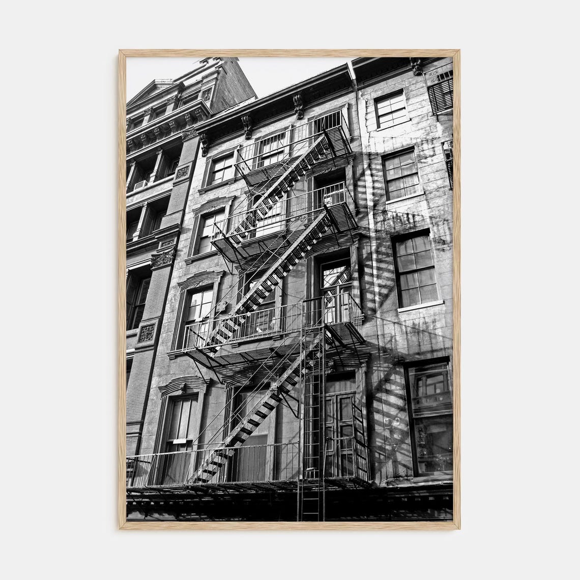 Vintage Fire Escape SoHo Building Facade Black and White Poster