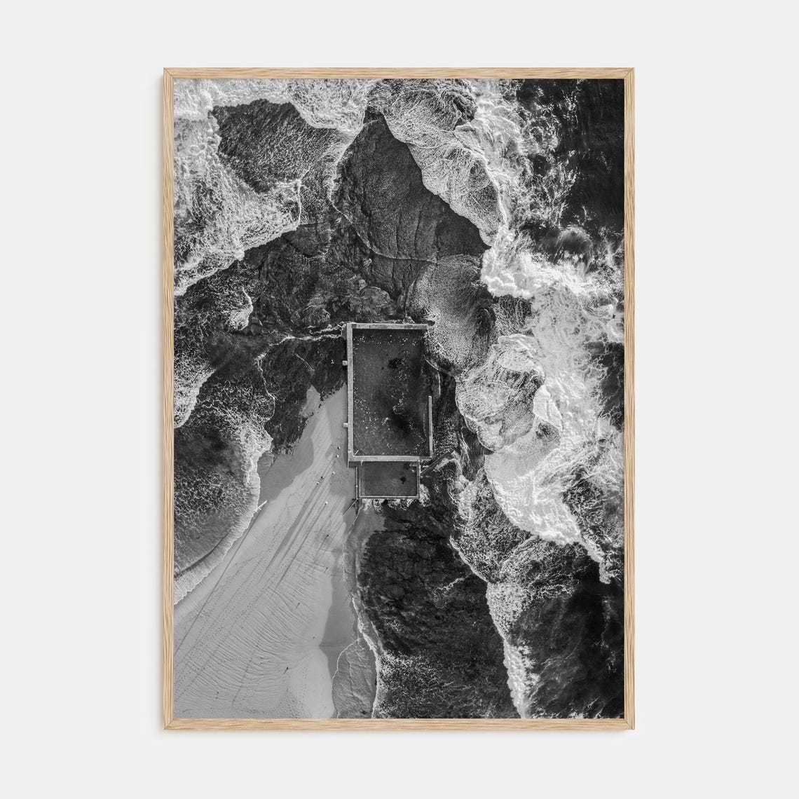 Fine Art Ocean Pool Print Black White Photography Poster Coastal Decor Nautical Wall Art Beach Home Decoration