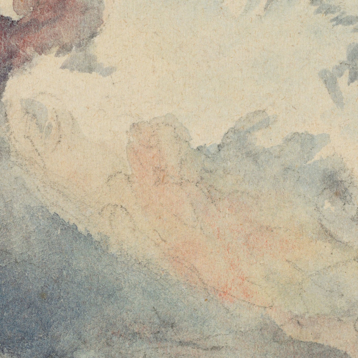 Dramatic Rose Cloud Watercolor Study Antique Style Wall Art Print - Image 2