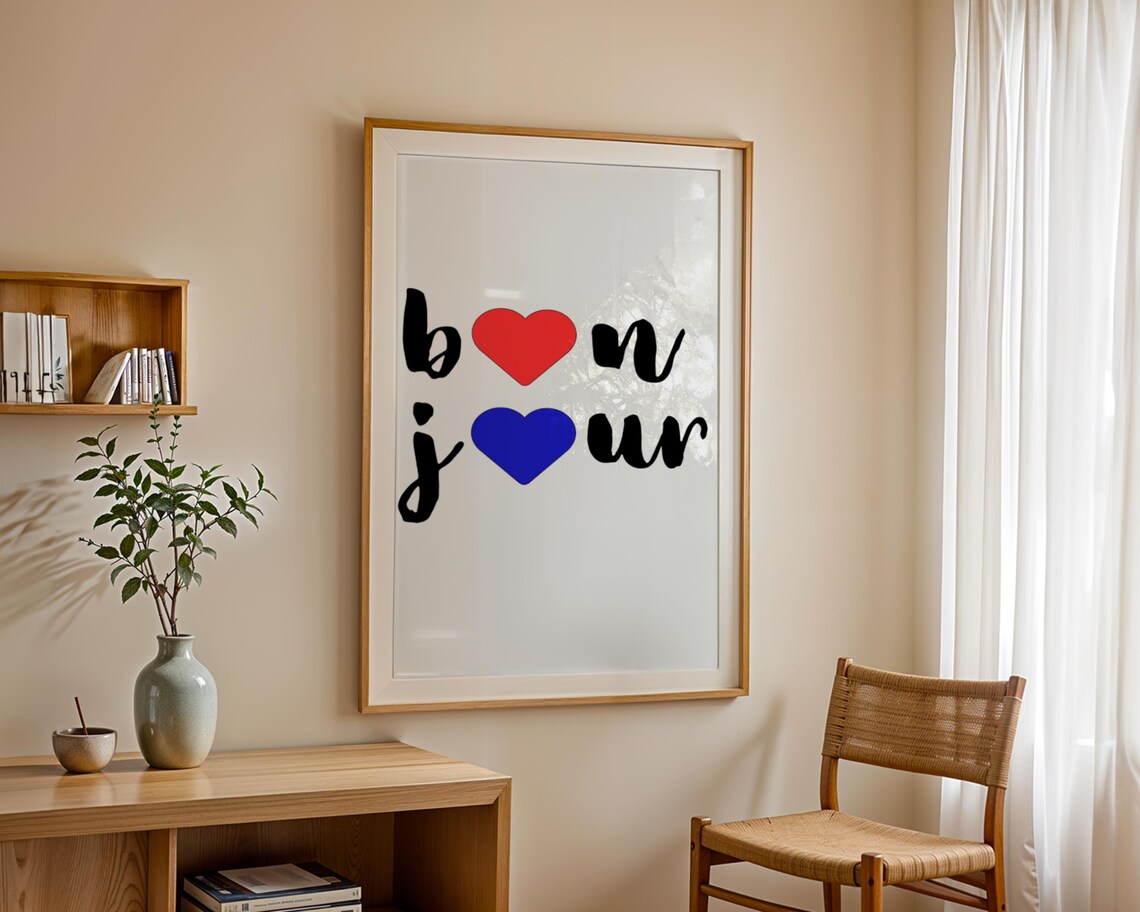 Bonjour Hello Love, French Quote Wall Art - Image 2