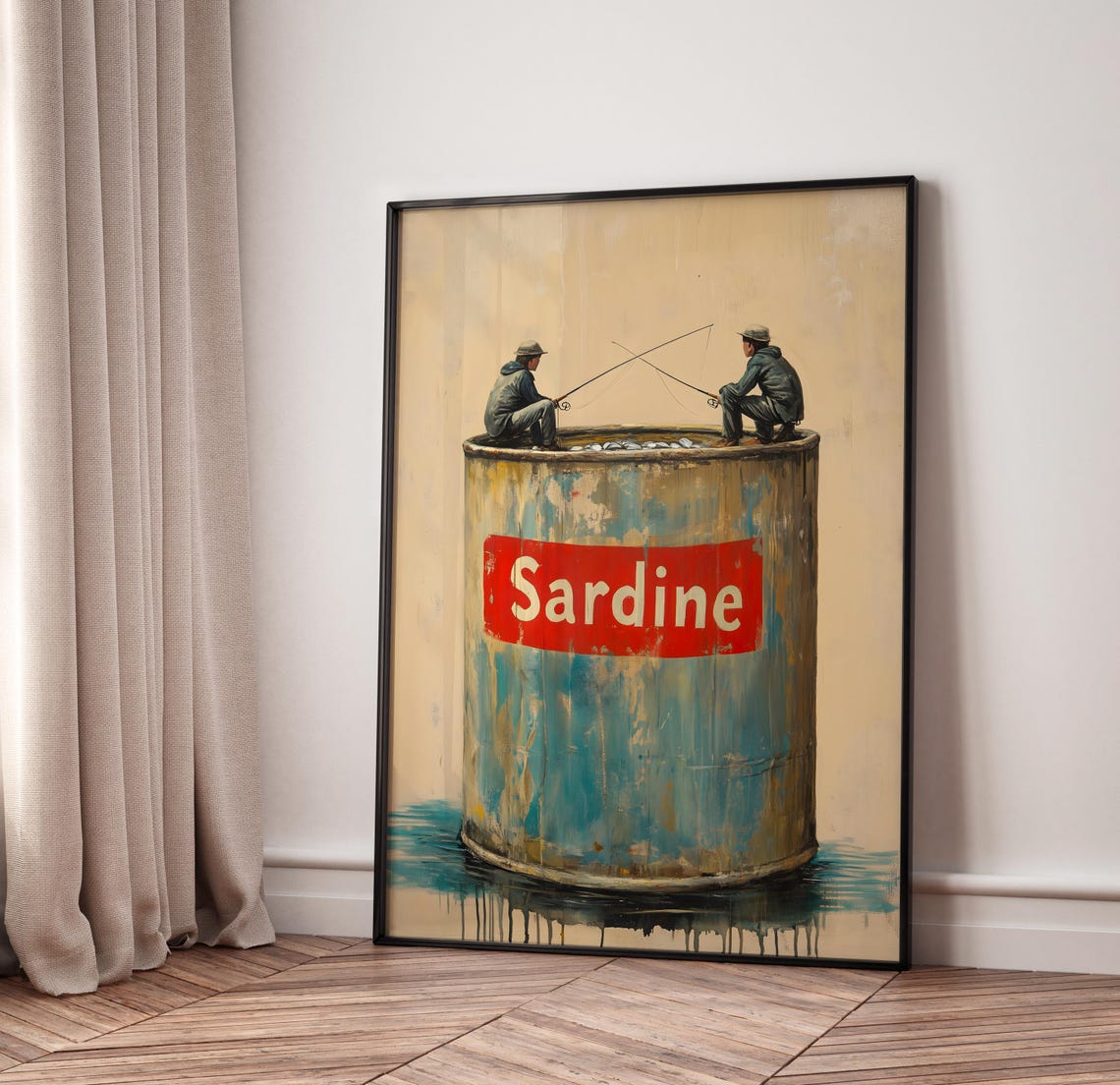 Sardine Print Poster Wall Art Sardine Fish Print Eclectic Wall Art Colorful Maximalist Poster