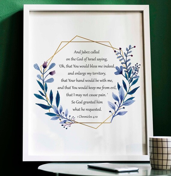 Prayer Of Jabez Print Christian Wall Art 1 Chronicles 410 Scripture Decor Faithbased Gift Bible Verse Poster Framed Or Unframed