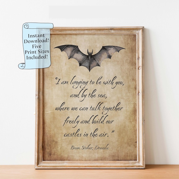 Dracula Bram Stoker Bat Quote Aged Parchment Literary Poster