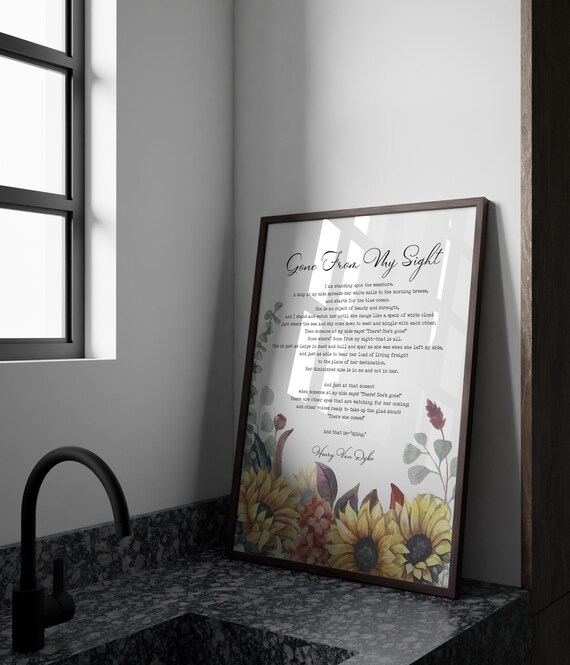 Gone From My Sight Henry Van Dyke Memorial Poem Sunflower Print