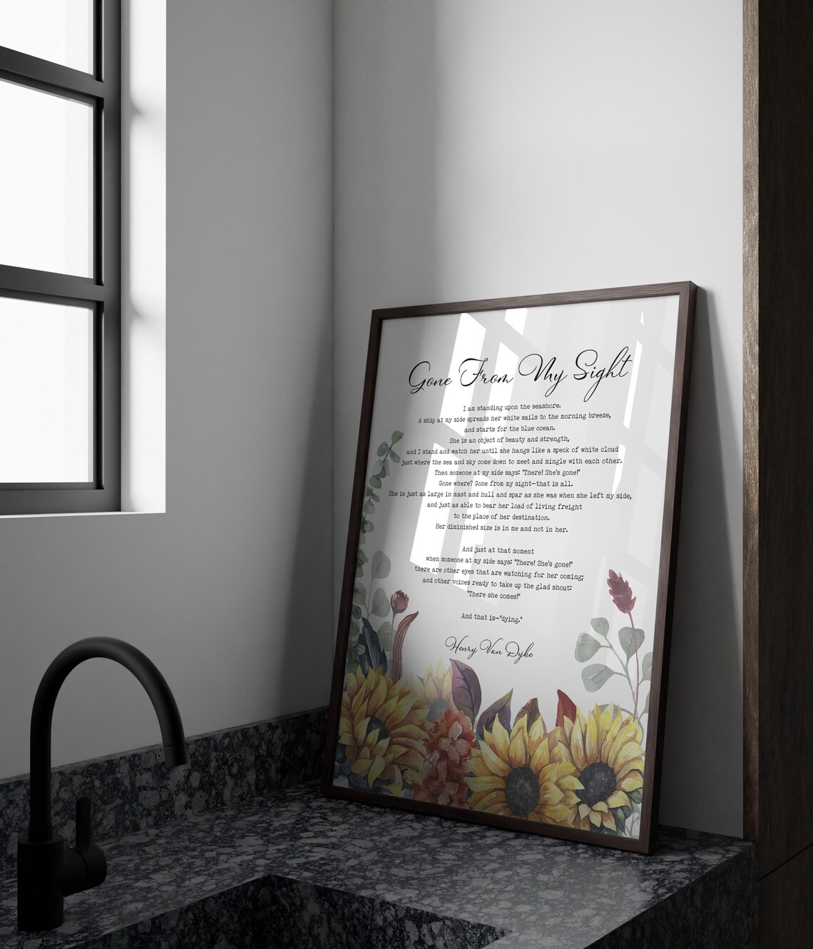Gone From My Sight Henry Van Dyke Memorial Poem Sunflower Print